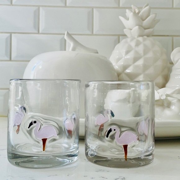 Crate&Barrel Other - Crate&barrel 🦩Keko Flamingo Old Fashion Glasses